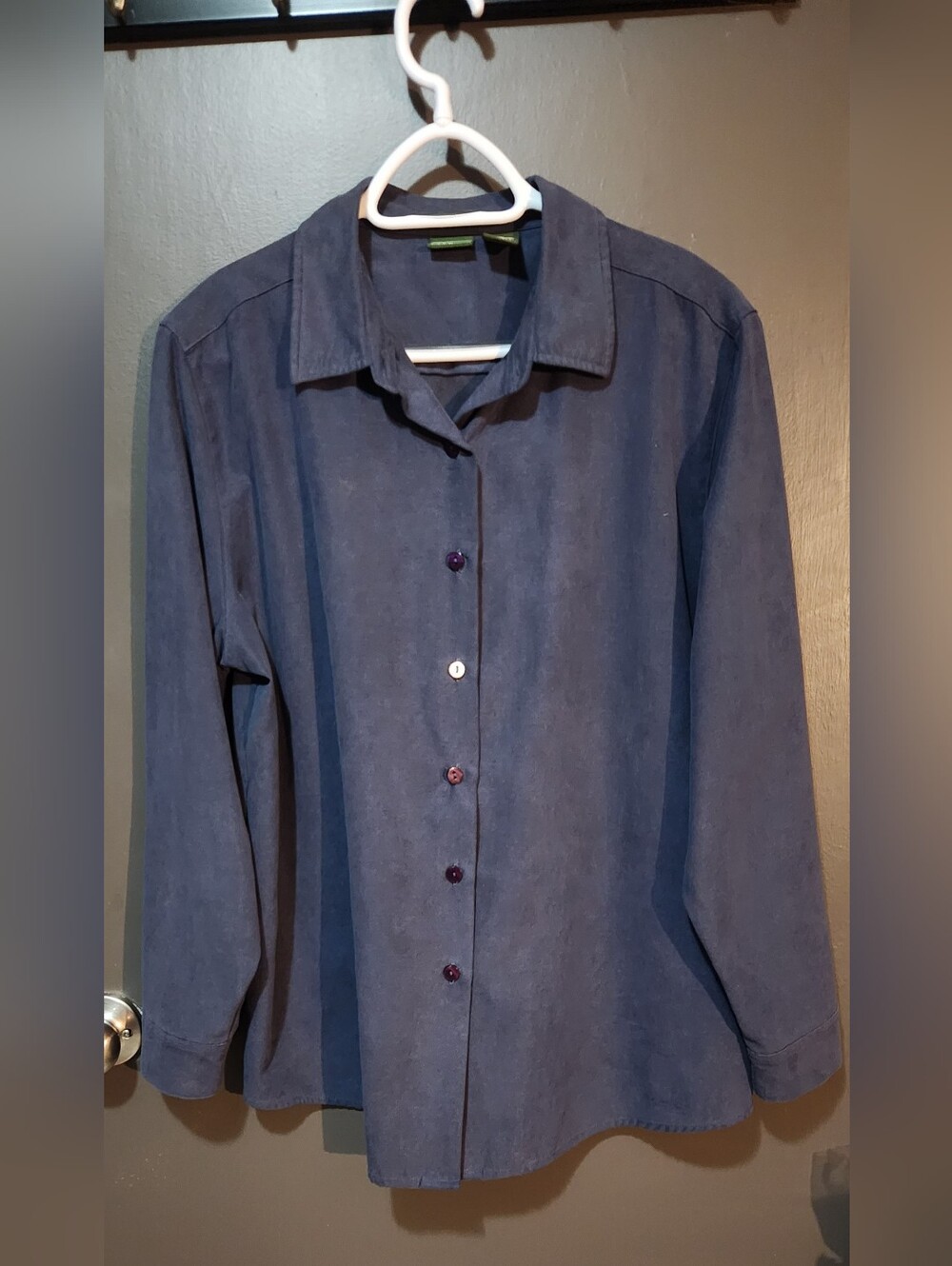 L.L. Bean Navy Blue Suede-Look Blouse